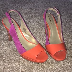Color block slingback heels